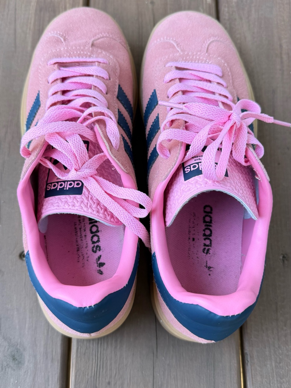 Adidas Gazelle Bold Pink Collegiate Navy Gum Platform Sneakers Size 8,5